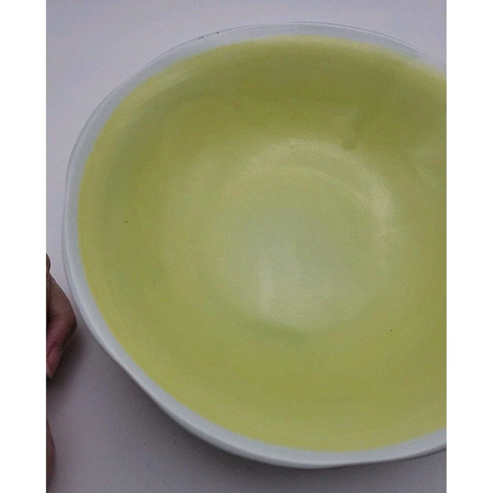 Vintage Asian Hand Painted Yellow Dragon Bowl 7⅝'' x 2½